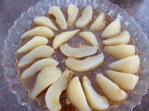 Ginger Pear Upside Down Cake - pear and ginger layer