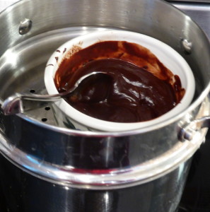 Chocolate Toffe Cheesecake - melt the chocolate mixture