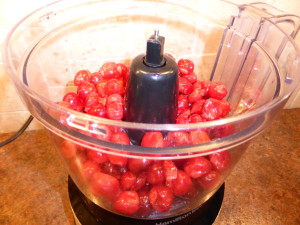 Cherry Jam preparations - pulse the cherries in a food processor or finely chop