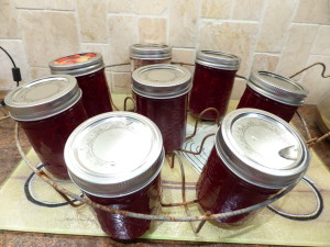 Cherry Jam - place the jars in the canner rack