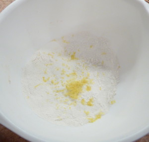 Raspberry Pie - mix the sugar, flour and lemon together
