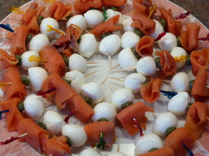 Bocconcini and smoked salmon appetizers