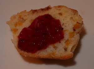 Plum Jam served on a Peach Muffin