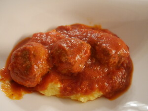 Meatballs in Tomato Sauce - on Polenta